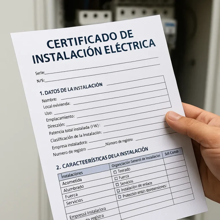 Certificado eléctrico y boletín